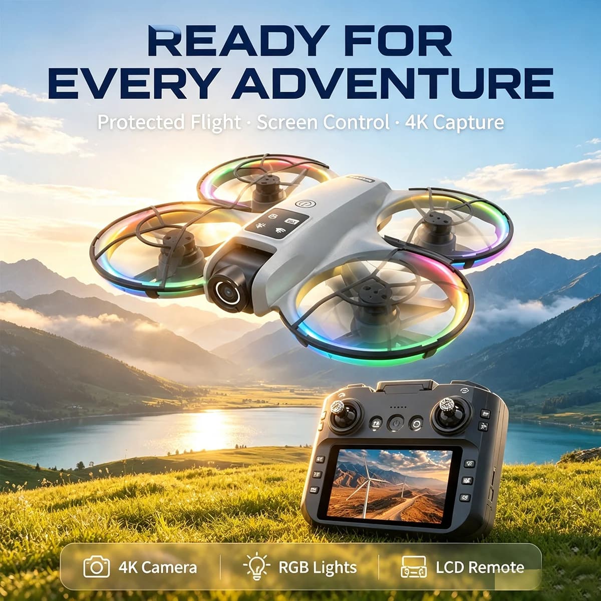 K200 GPS Drone With 4.5 inch Screen And Propeller Guard Professional 4K HD Aerial Photography Dron Brushless Motor RC Quadcopter
