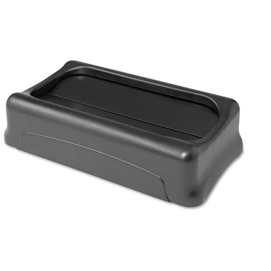 Contenitore Rubbermaid Commercial Slim Jim con Coperchio a Battente per Ufficio, Cucina, Sala Riposo, Cestino per Rifiuti Nero Resistente, Salvaspazio