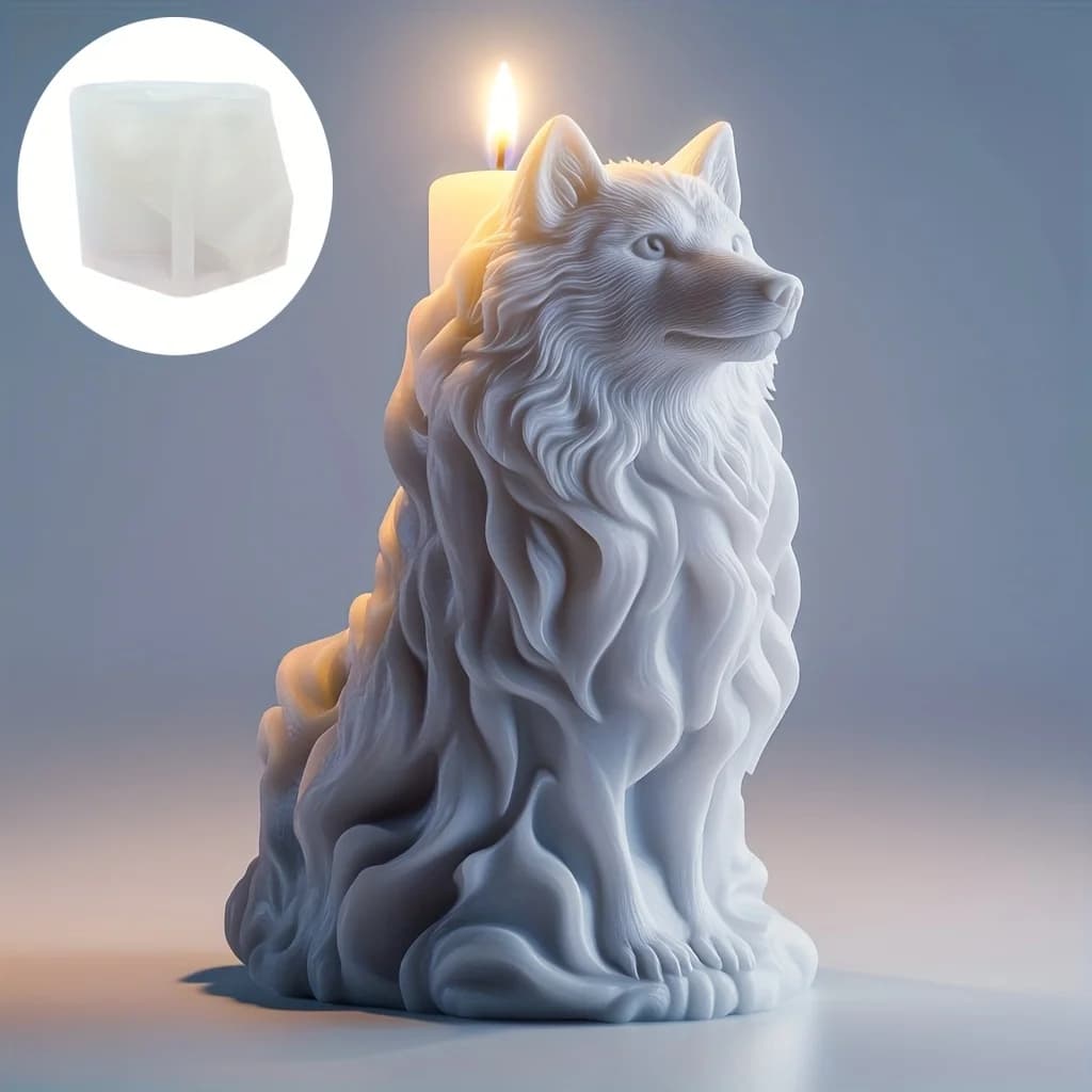 Direwolf Candle Silicone Mold Siberian Wolf Candle Mold Grey Wolf White Wolf Resin Plaster Molds Concrete Mold Gift crafts mould