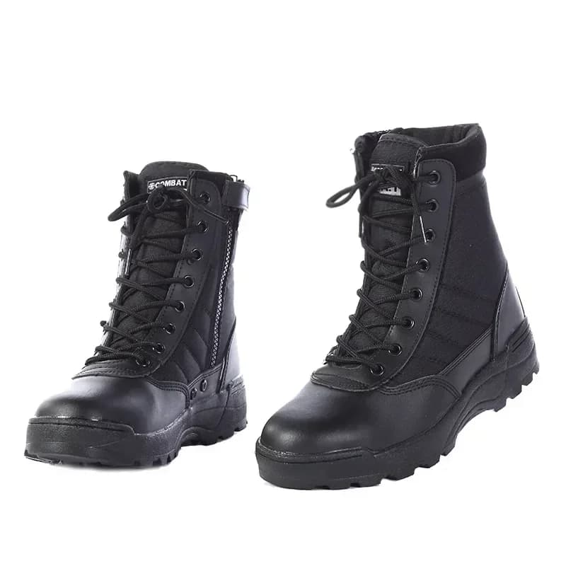 Nuovi Stivali da Uomo in Pelle per Esterni, Stivali Tattici Militari Neri con Suola Spessa, Scarpe Leggere e Resistenti all'Usura per Escursionismo