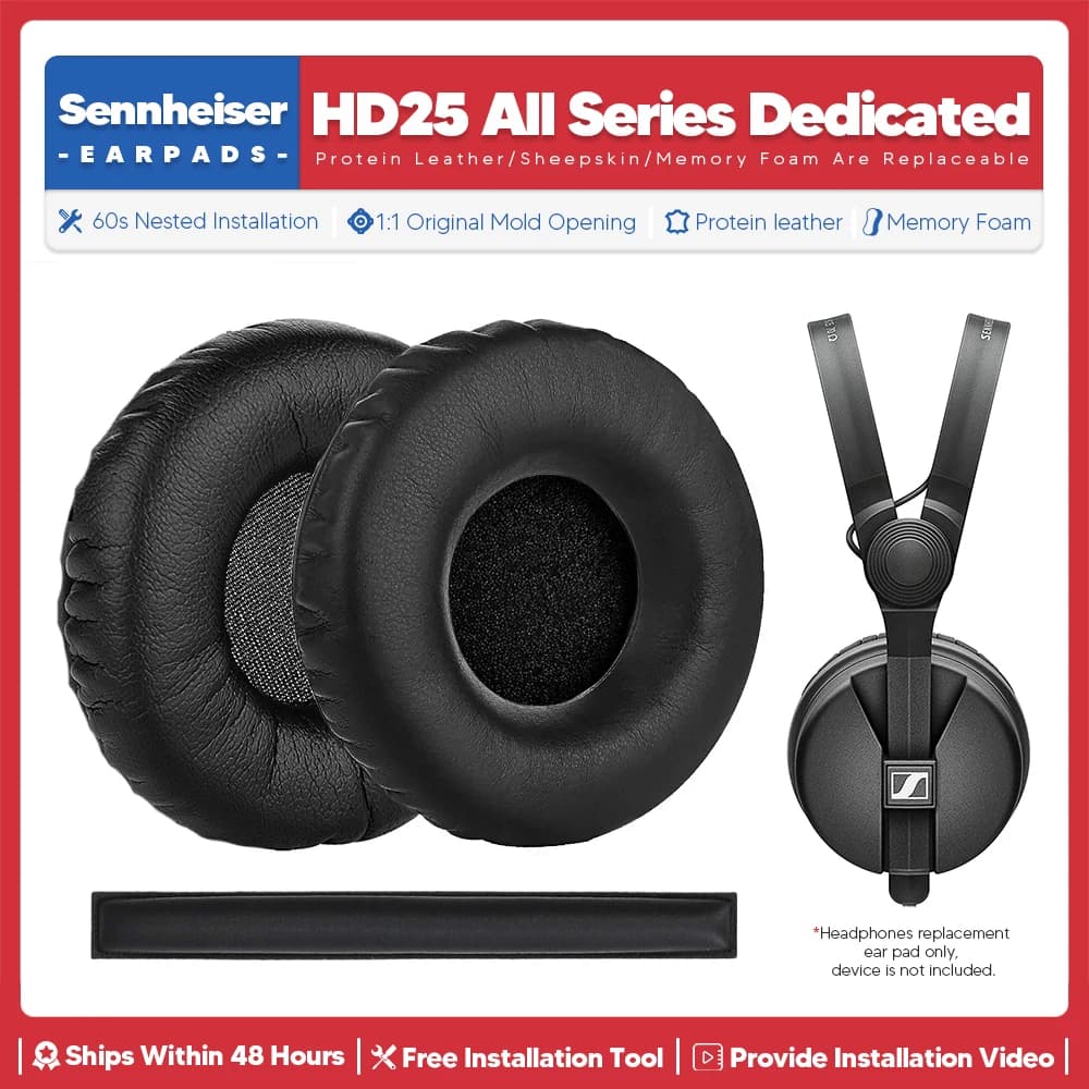 Cuscinetti auricolari di ricambio per Sennheiser HD 25 25-2 25SP Plus Accessori per cuffie in alluminio leggero Cuscino auricolare Copertura in memory foam