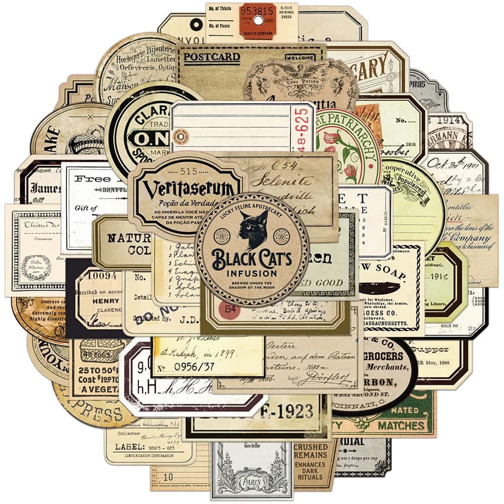 50 Pezzi Adesivi Creativi Retrò per Decorazione Fai-da-Te di Cover per Telefoni e Quaderni, Adesivi Decorativi Personalizzati