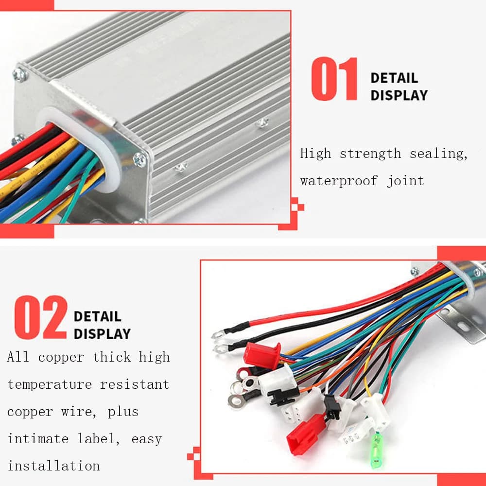 Controller motore DC senza spazzole per bici elettrica 48V 72V 450W/500W/600W/800W/1000W/1200W Controller motore elettrico DC Parte e-scooter