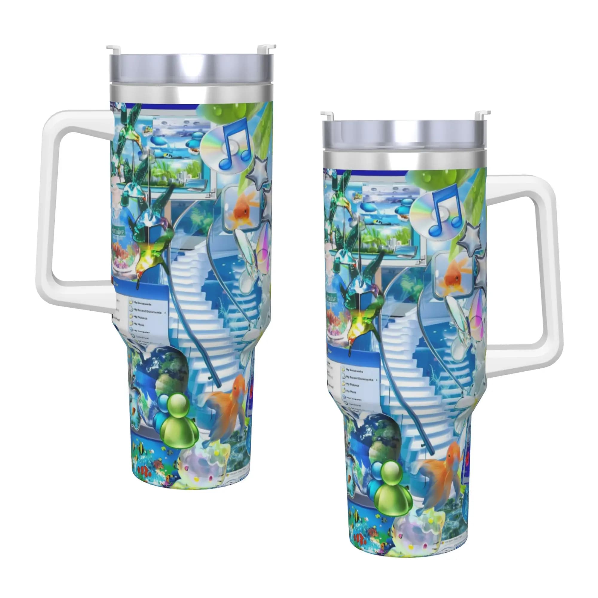 Frutiger Aero Tumbler - Borraccia Termica per Acqua Calda e Fredda, Tazza Termica in Acciaio Inossidabile, Design da Viaggio per Auto
