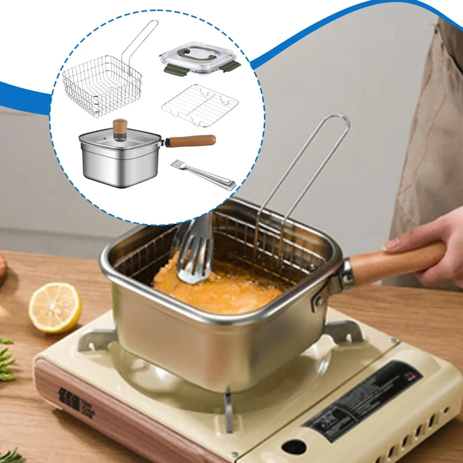 Mini friggitrice pentola pentola da cucina portatile padella da campeggio multiuso con cestino per patatine di pollo, pasta, patatine fritte
