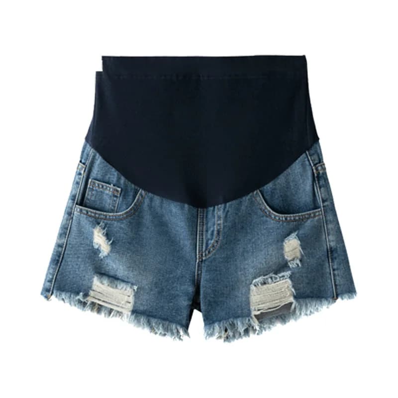 Pantaloncini Premaman alla Moda, Jeans Estivi a Vita Alta Elasticizzati per Donne in Gravidanza, Taglie Grandi