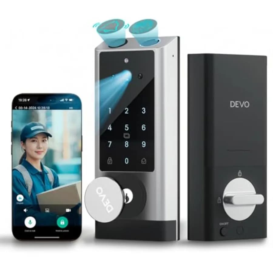 Serratura Intelligente G1 con Videocitofono e Telecamera, 6-in-1 con Impronta Digitale, Ingresso Senza Chiave per Porta d'Ingresso, App per Blocco Remoto Automatico, Wi-Fi