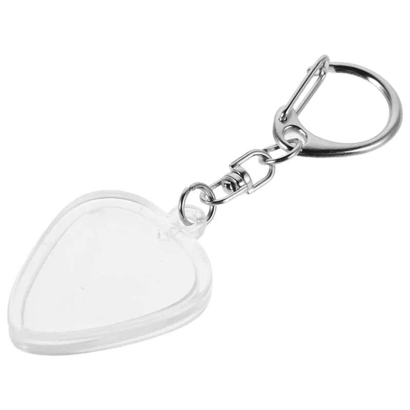 Heart Shaped Guitar Pick Keychain with Clear Storage Case Easy Identify Ring Musical Organizer Accessory