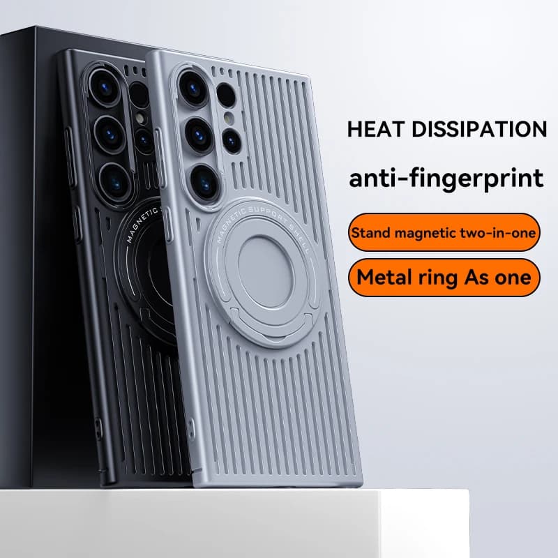 Heat Dissipation Magnetic Wireless Charging Case Hard Plastic Shockproof Bracket Cover For Samsung Galaxy S24 S25 Ultra S23