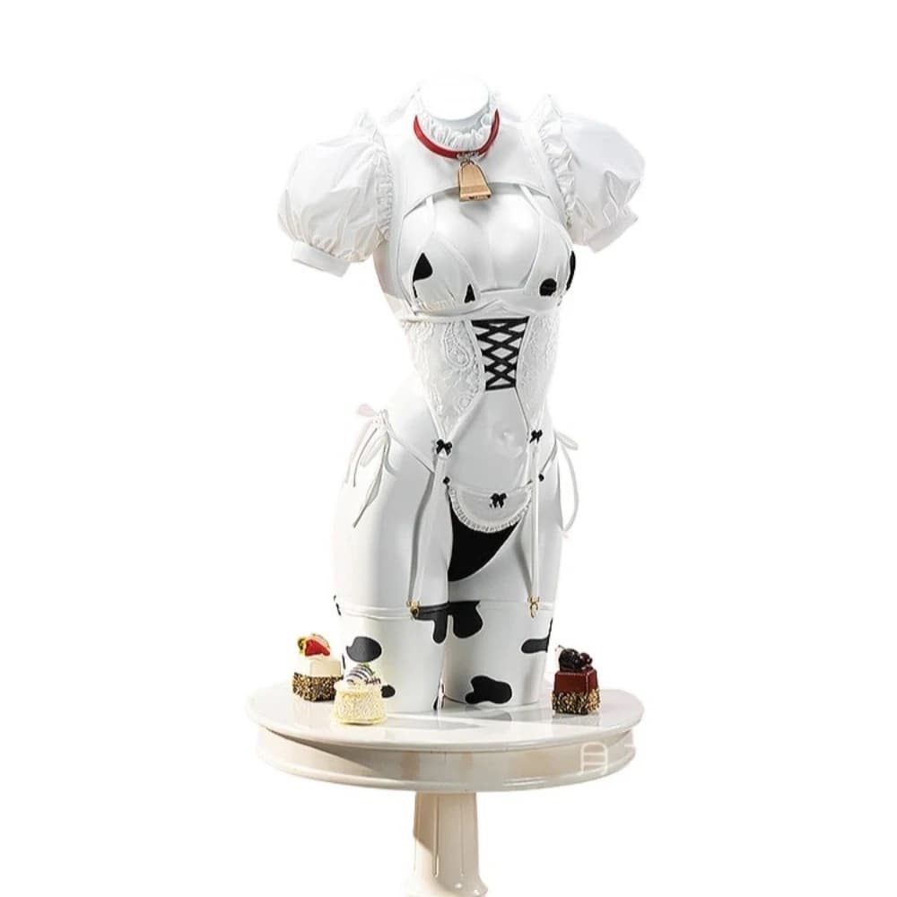 Azur Lane Cow Maid Cosplay Costume Cobenz Women's Anime Lingerie Set with Bell