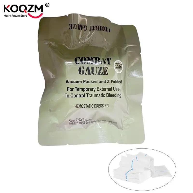 Medicazione medica per ferite Garza di caolino emostatico Combattimento di emergenza Trauma Z-Fold Solubile per kit di pronto soccorso militare tattico Ifak