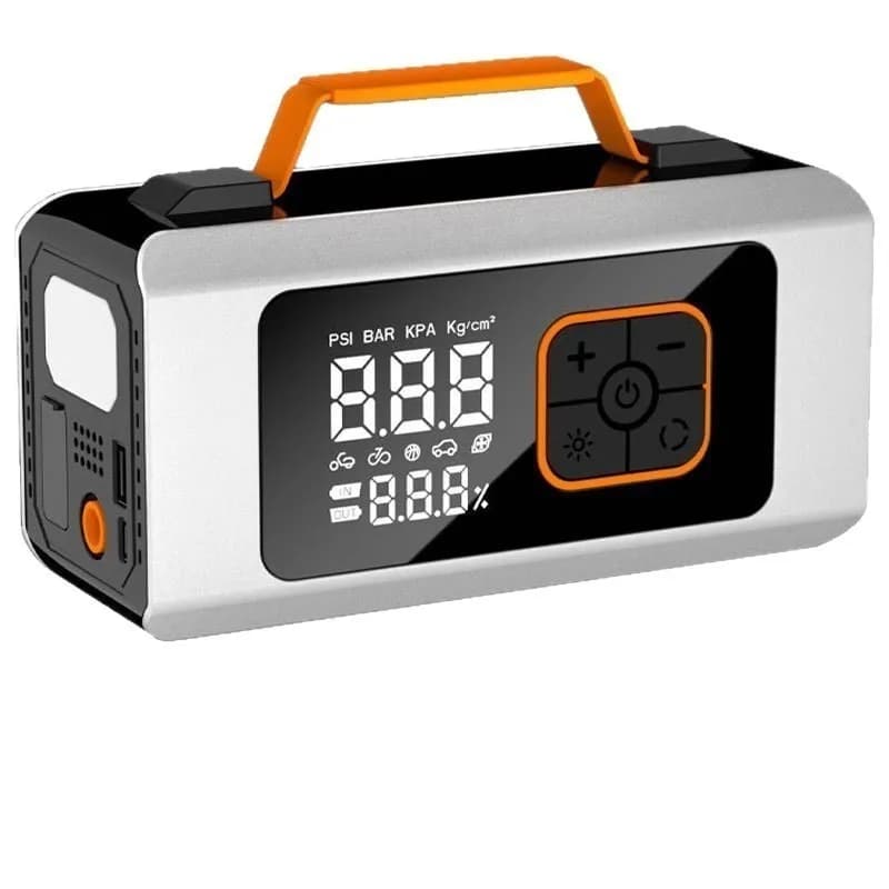 Large Capacity Vehicle Power Device Integrated Inflator and Jump Starter, Portable Tool for Car Ignition and Tyre Inflation