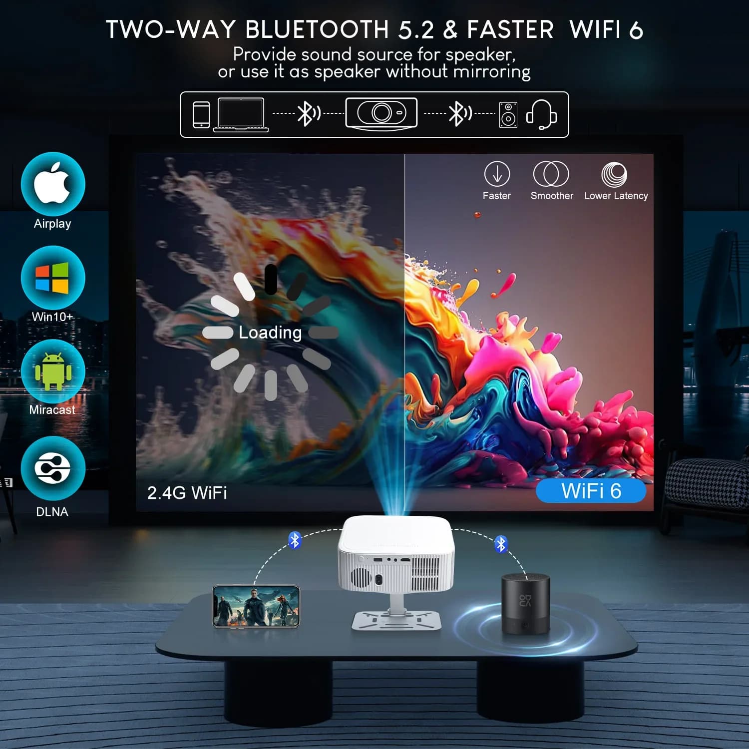 2025 vendita calda Salange Nuovo Design P92max Proiettori Full HD con supporto Smart TV Wifi Bt Proiettori per telefoni cellulari Nativi 1080P Netf