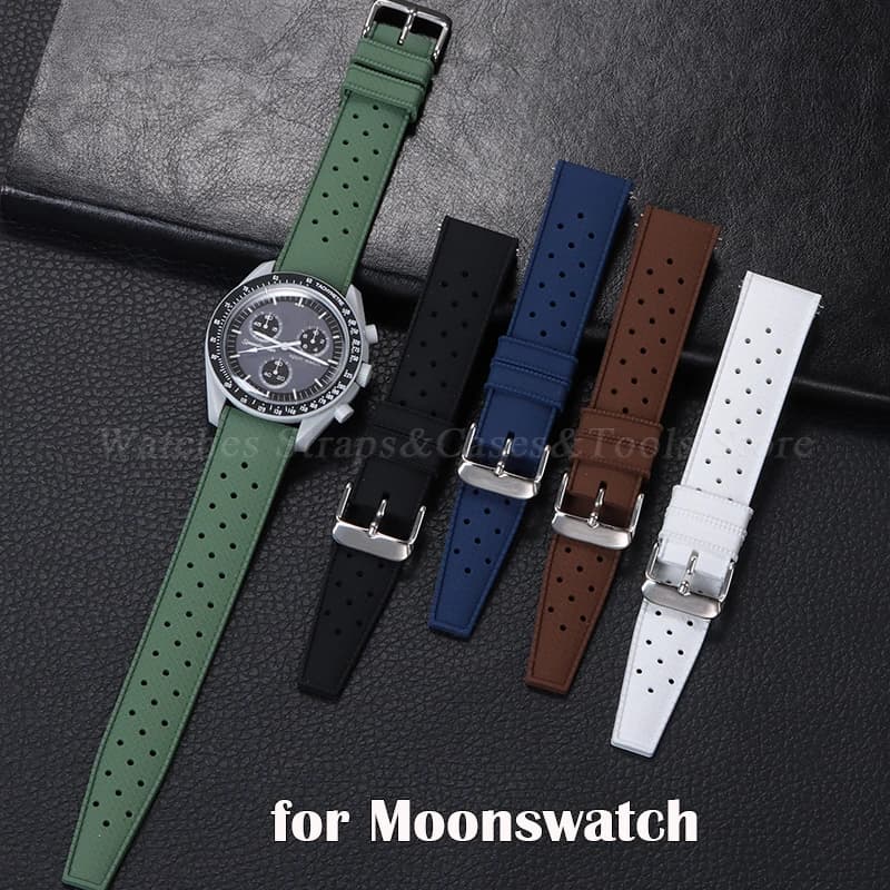 20 mm rubber strap for Omega for Swatch for Moonswatch Soft Silicone Watch Strap Waterproof Women's Sports Bracelet