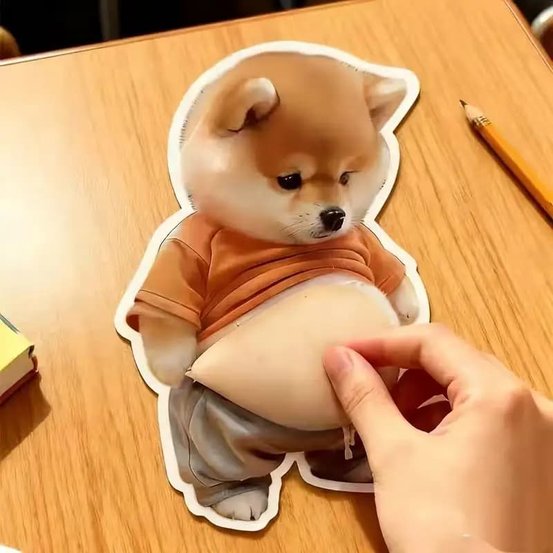 4 stickers Shiba Inu, cute stickers with orange dog belly, for laptop, phone, car, durable and decorative