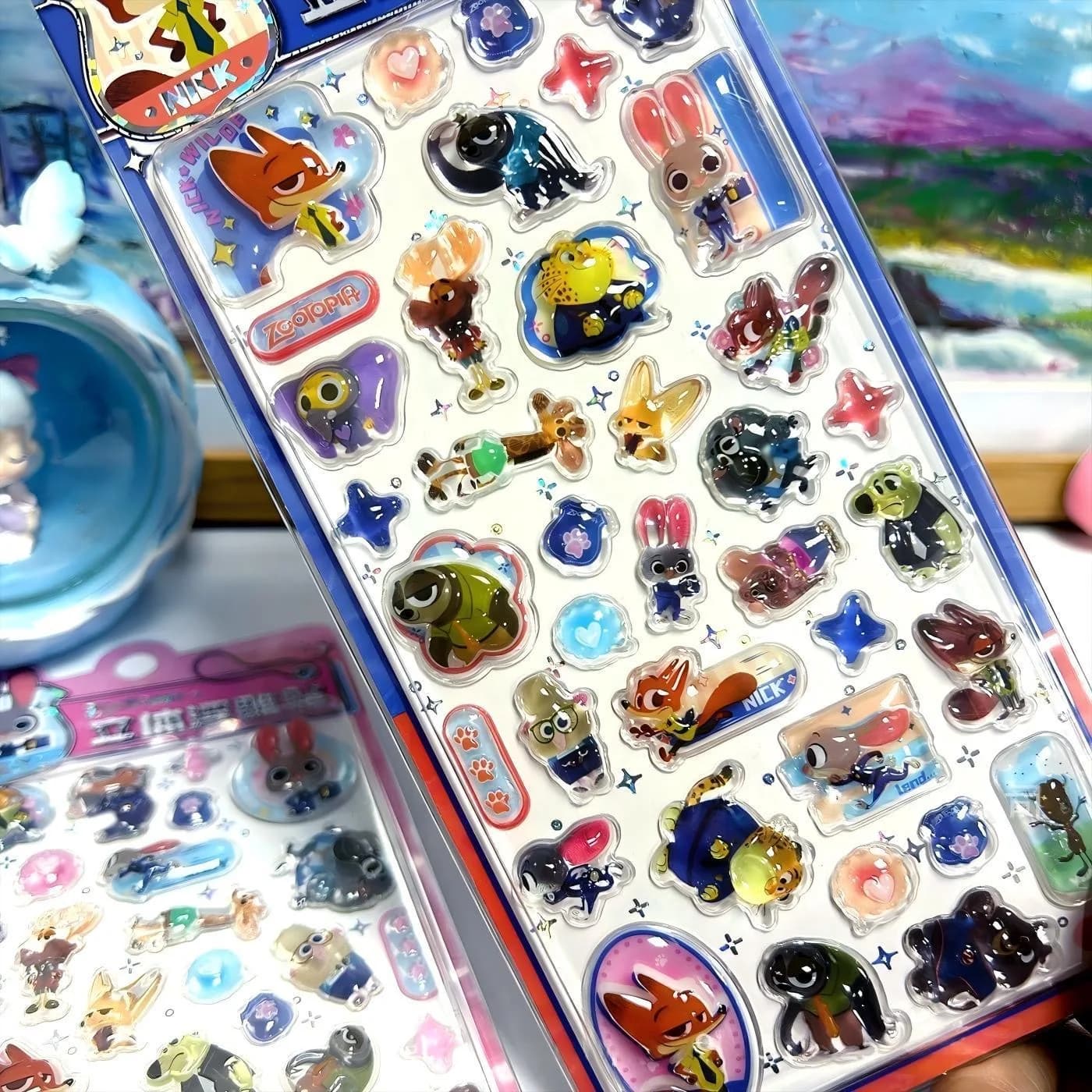Adesivi 3D in Cristallo Disney Zootopia2 Nick e Judy, Custodie per Telefono Fai-da-Te, Decorazioni per Quaderni, Giocattoli da Scambio, Regalo