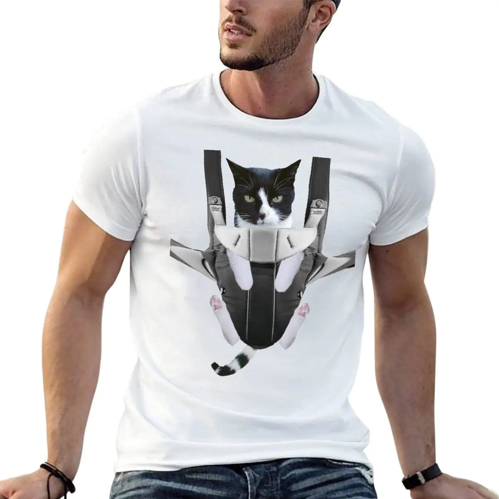 Cat in Baby Carrier T-Shirt man t shirts for men man tshirt t shirts for man cotton funny T-shirt