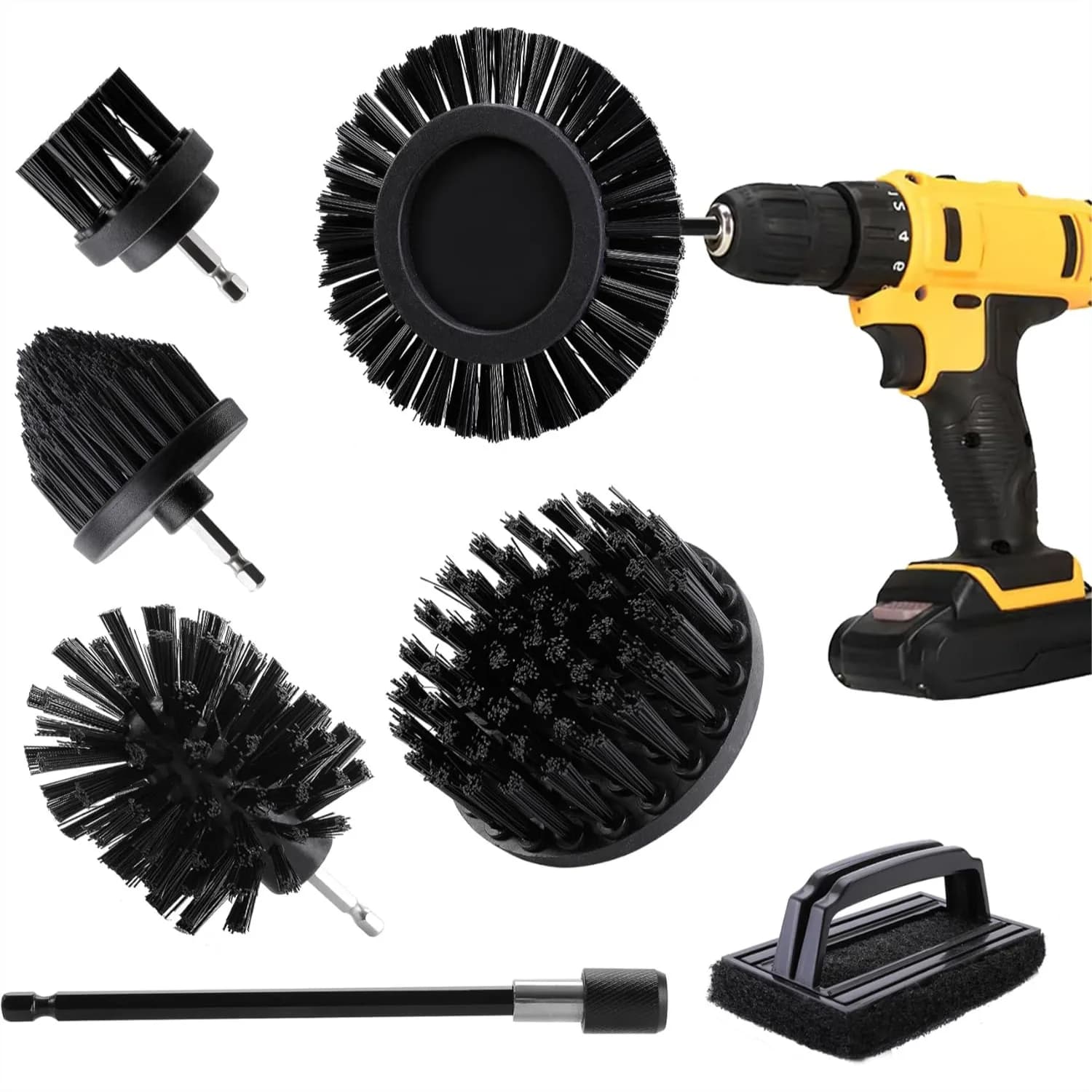 Set di Spazzole per Pulizia Barbecue a Batteria con Setole in Nylon per Griglie da Esterno