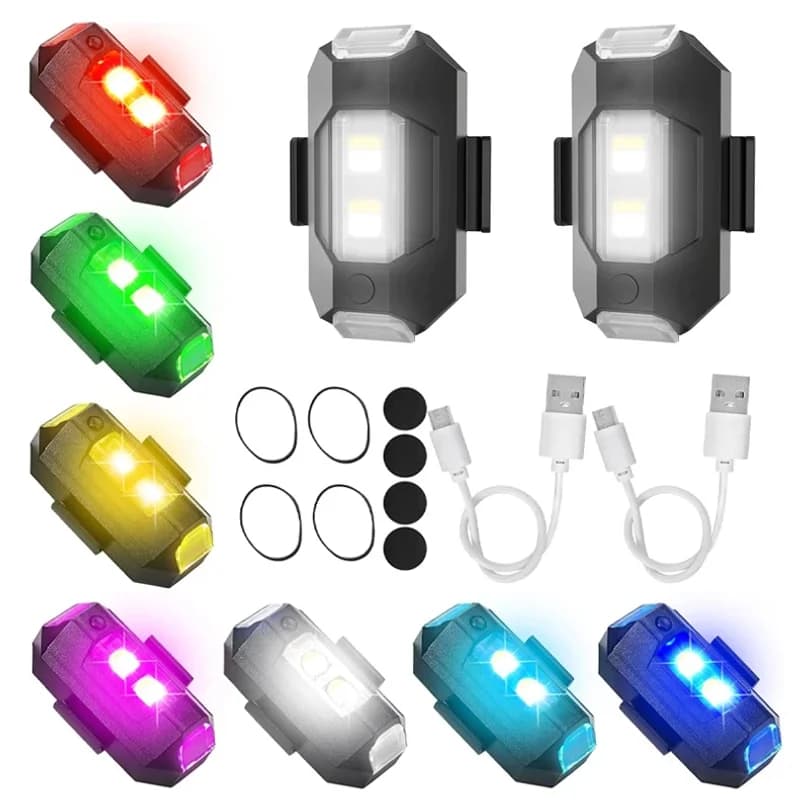 Luce Stroboscopica Universale per Moto, Lampada di Avvertimento USB per Auto, Luce LED Anti-Collisione per Bici e Drone, Mini Luce Lampeggiante per Volo Notturno