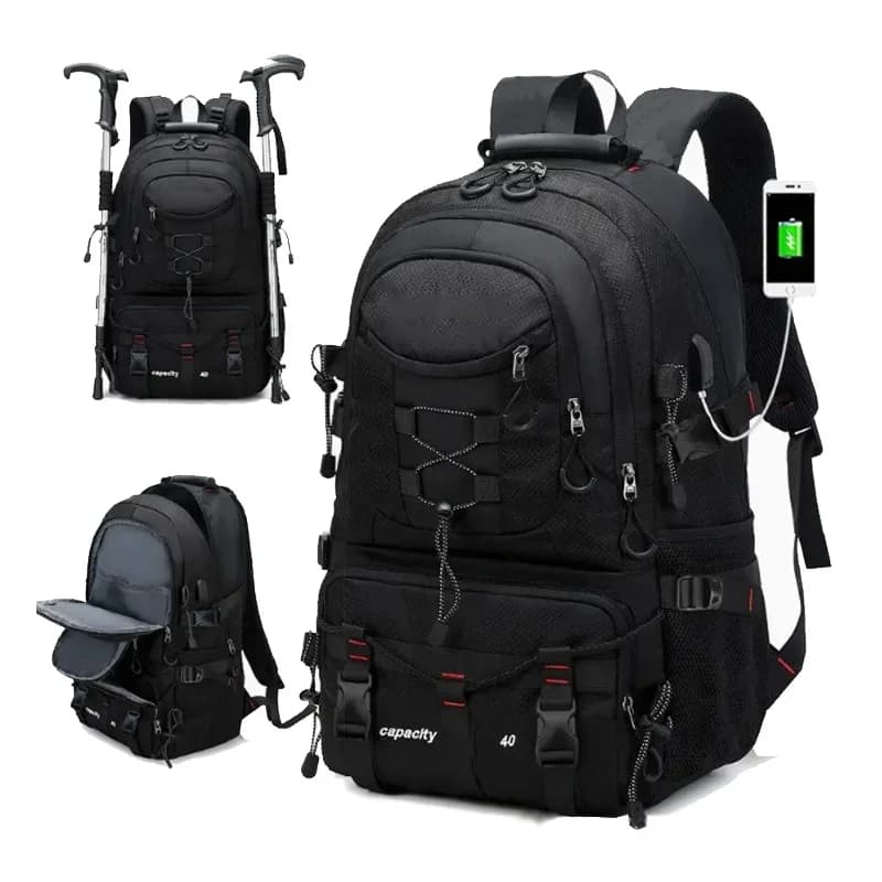 Zaino da viaggio 40L impermeabile leggero per escursioni all'aperto, zaino da campeggio per uomo e donna