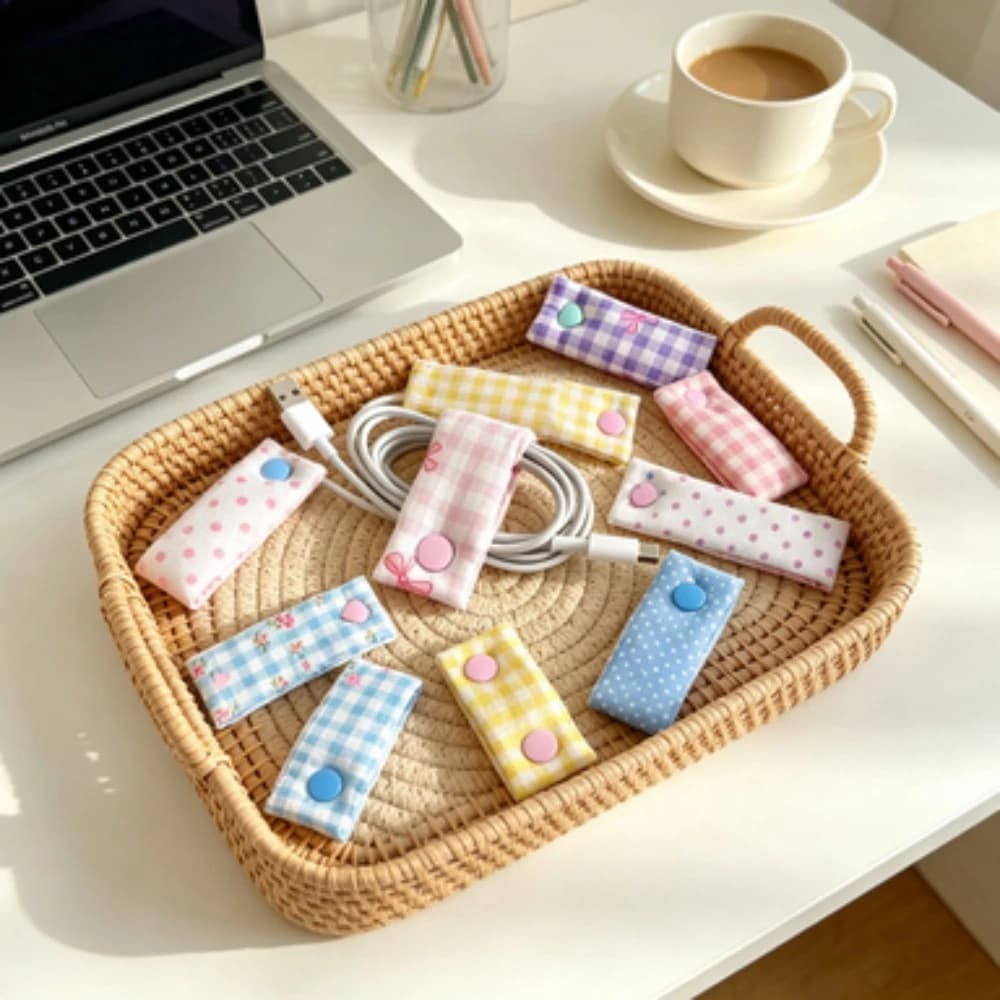 Floral Cable Tie INS Style Cloth Cord Organizer Reusable Wire Straps for Earphone USB Data Charging Cables Cute Desk Accessories