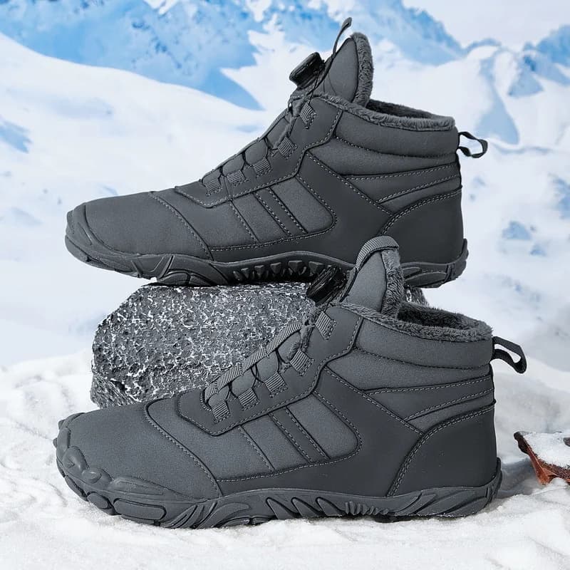 Stivali da neve comodi in tinta unita da uomo, chiusura con fibbia rotante, stivaletti corti comodi e antiscivolo in peluche caldo, comode scarpe da trekking all'aperto, calde scarpe da alpinismo, adatte per l'inverno