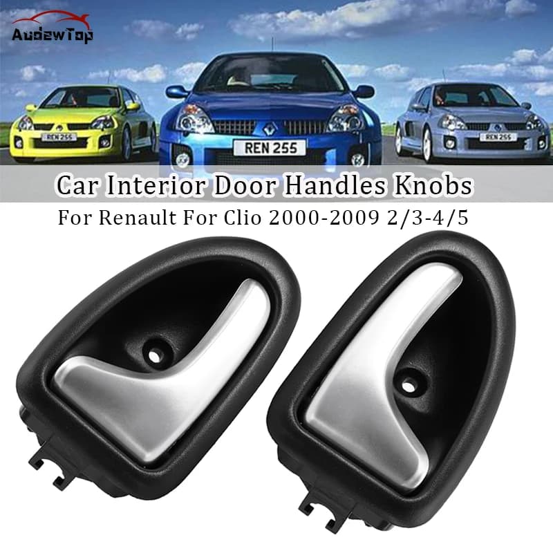 Maniglia interna della porta interna dell'auto maniglia della porta interna sinistra destra adatta per Renault per Clio 2000-2009 2/3-4/5 porte maniglie opache argento