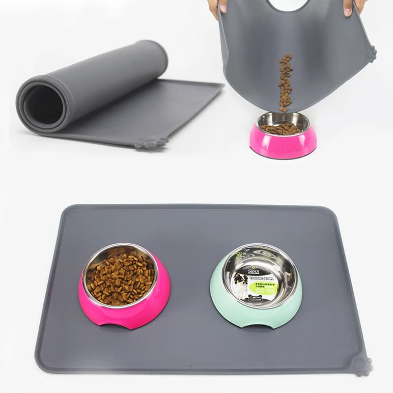 Tappetino invernale impermeabile per animali domestici per cani e gatti, in silicone tinta unita, per alimenti per animali domestici, ciotola per animali domestici, tovaglietta per alimentazione per cani, facile lavaggio