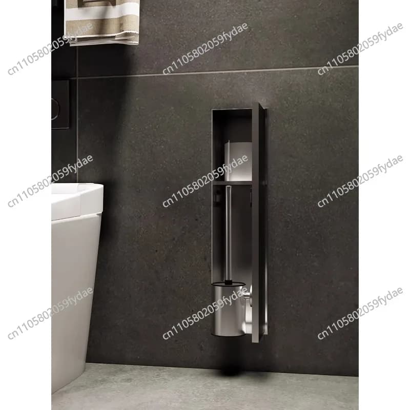 Toilette di nicchia in acciaio inossidabile Scopino per WC incorporato Scatola per fazzoletti 304 Scaffale a strati di nicchia