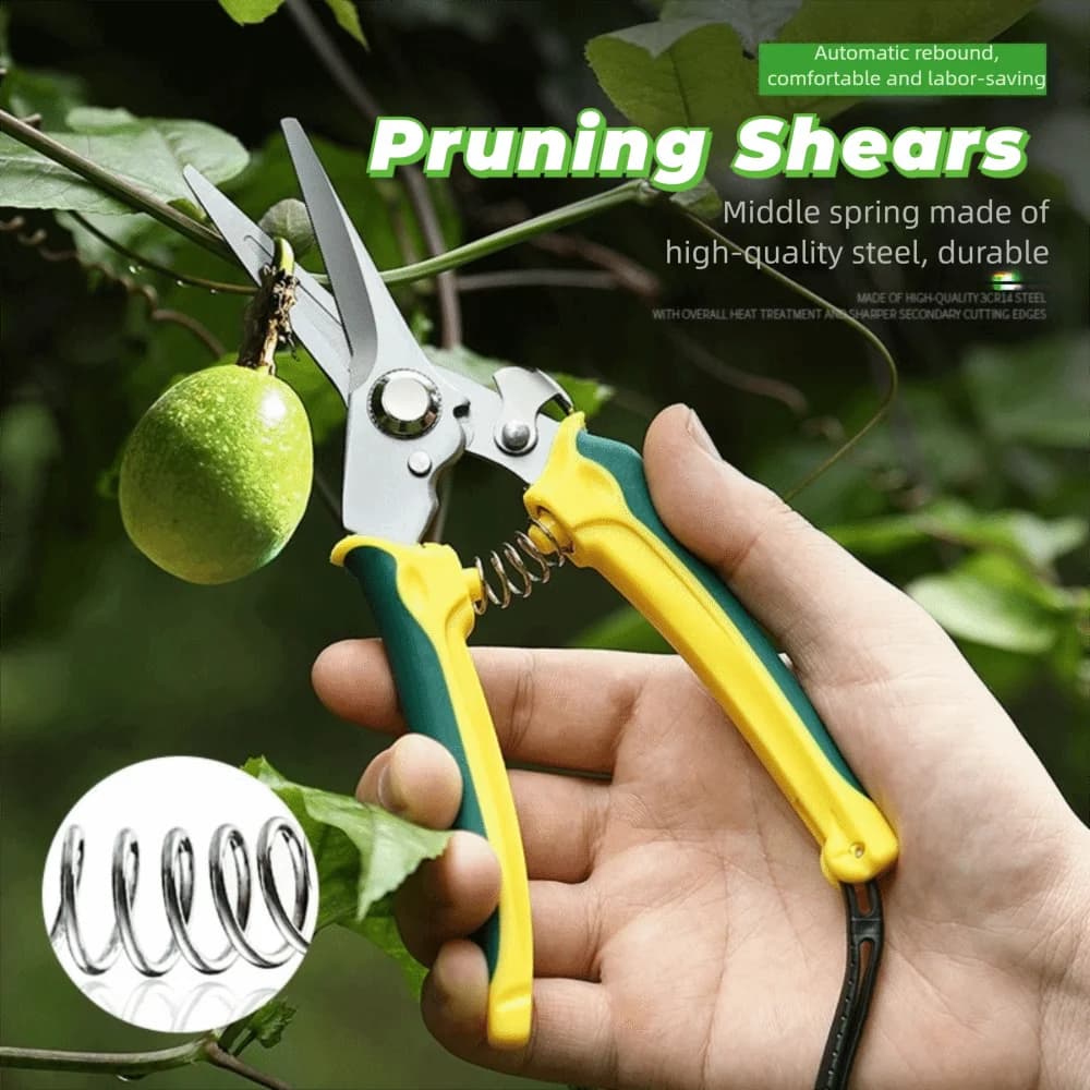 Forbici da Potatura in Acciaio Inox con Impugnatura Ergonomica Antiscivolo, Trimmer per Rami con Presa Comoda e Blocco di Sicurezza