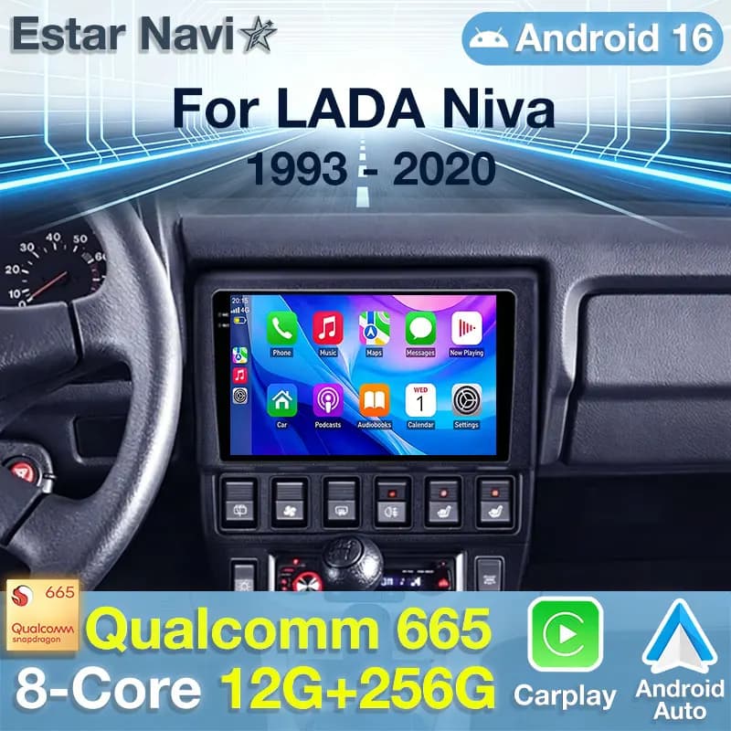 Per LADA Niva 1993 - 2020 Autoradio Android 16 con GPS, Navigazione Centrale, Multimedia, Carplay Wireless, Stereo, Schermo 4G BT