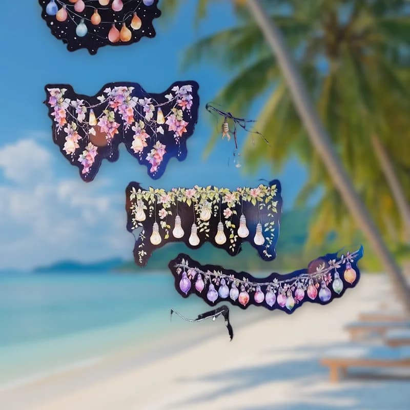 16pcs/pack White Scrapbook Material PET Sticker Tree Shadow Lighting Pack Light up Double Window Frame Supplies 122*118mm