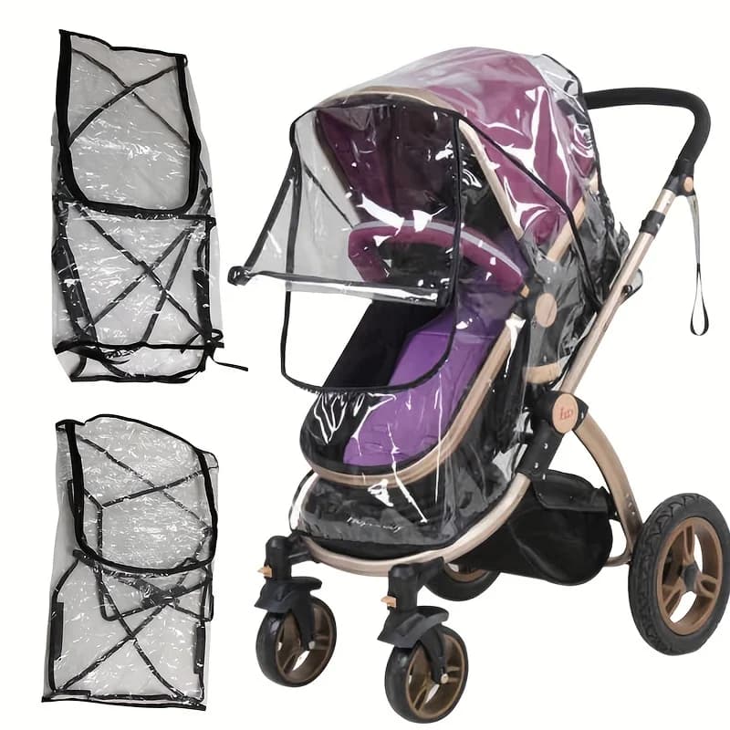 Copertura Impermeabile Universale Portatile per Passeggino, Protezione da Pioggia, Vento e Polvere, con Zanzariera per Neonati