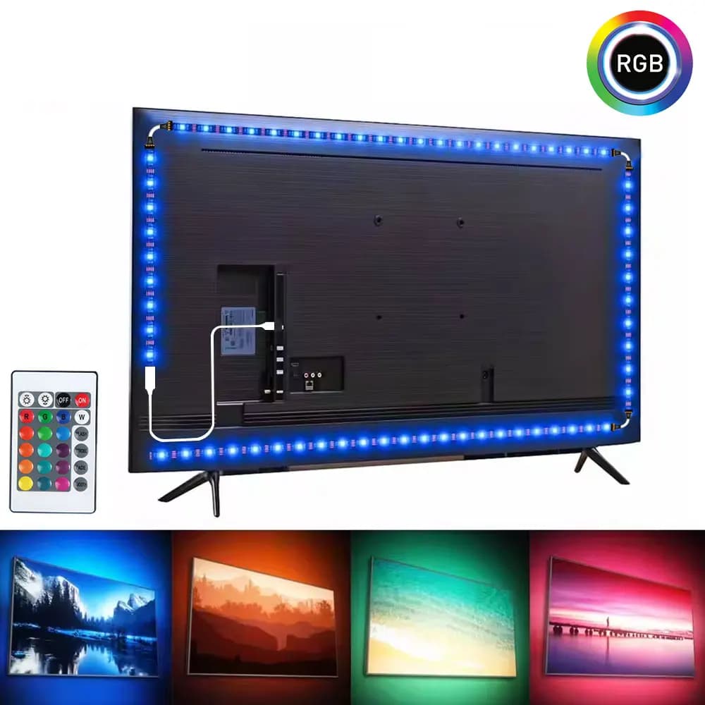 Strisce LED RGB 5V TV Striscia di retroilluminazione a LED 30 LED / M Illuminazione a LED RGB 5050 Cambia colore Striscia TV per TV Retroilluminazione Camera