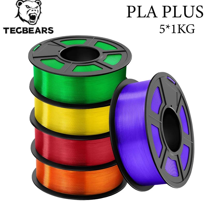 TECBEARS PLA+ transparent 5KG 3D Printer Filament pla plus 1.75mm ± 0.02mm High Toughness for 3D Filament Support custom colors