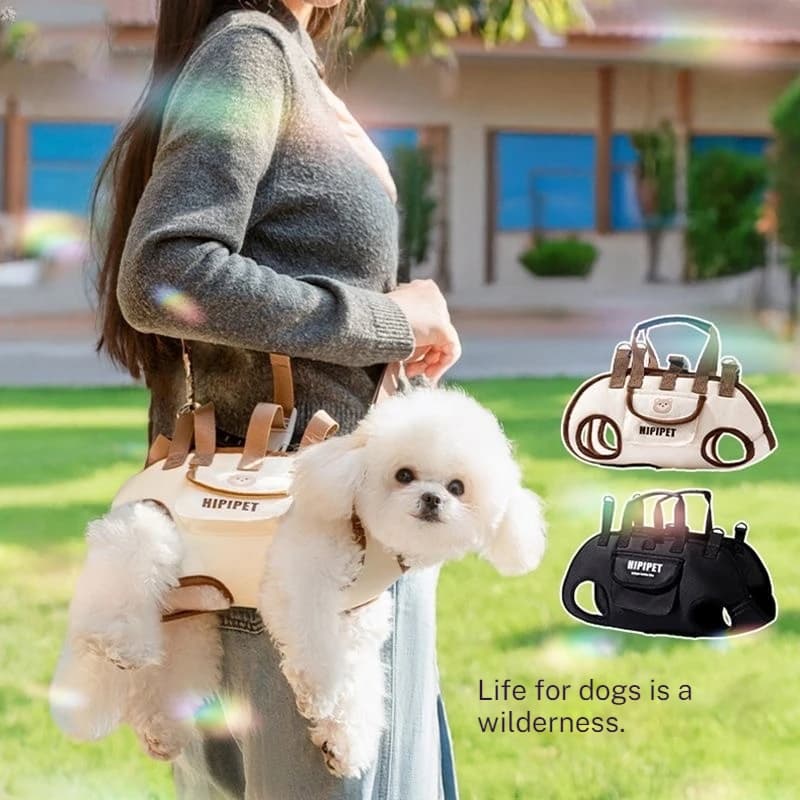 Borsa da trasporto regolabile per animali domestici, per cani di piccola taglia e gatti di taglia media, con clip per imbracatura e maniglia per escursioni e uso quotidiano