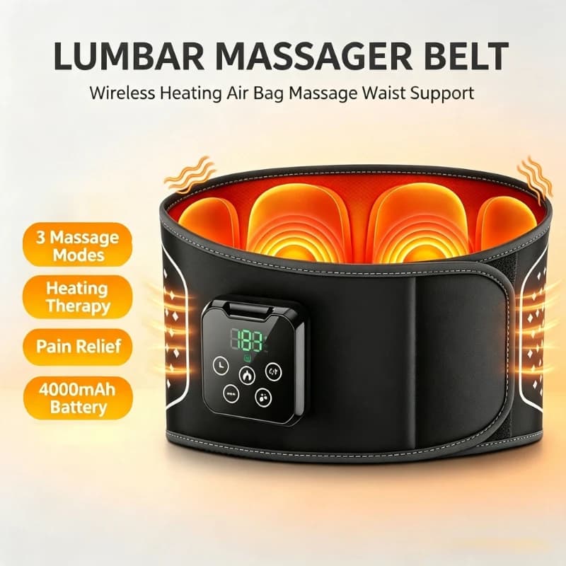 Wireless Lumbar Massager with 3 Modes Air Bag Massage Heating Therapy Pain Relief Intelligent Convenient Waist Support Belt