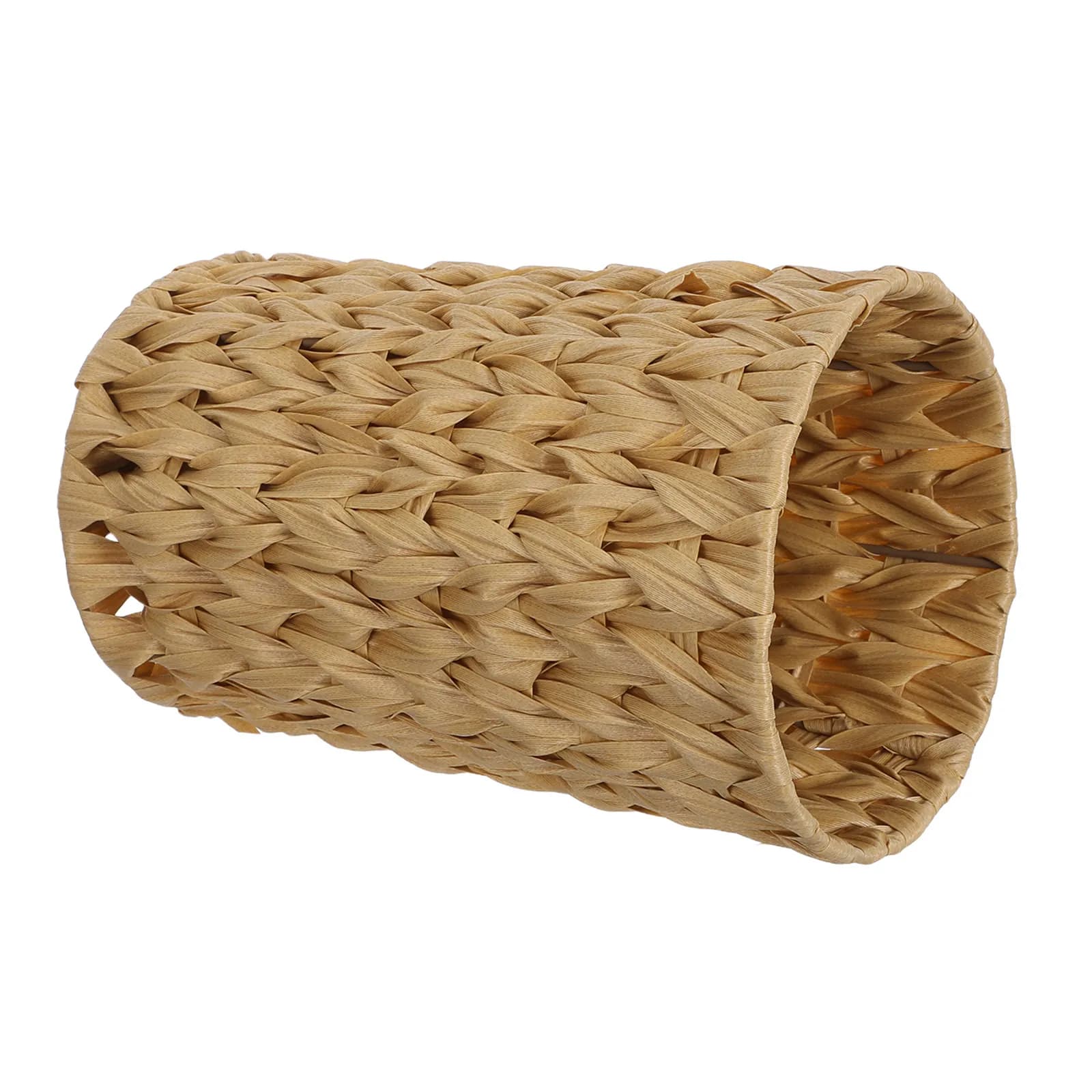Cestino in Rattan Sintetico Rotondo Boho, Cestino Decorativo Intrecciato a Mano, Piccolo Cesto Rustico per Casa, Ufficio, Camera da Letto, Scrivania, Dormitorio