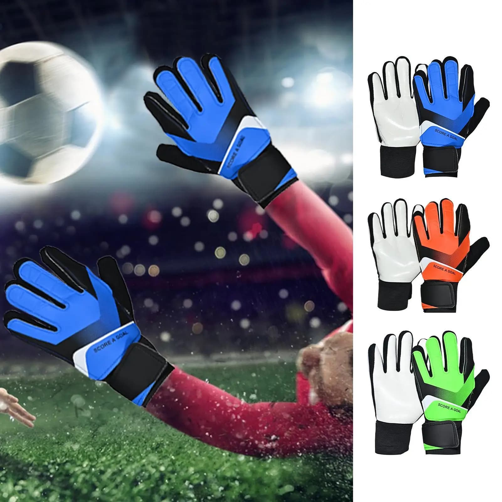 Guanti da portiere Guanti da calcio in lattice Guanti da competizione da calcio antiscivolo traspiranti per adulti Bambini Donne Uomini Atleti