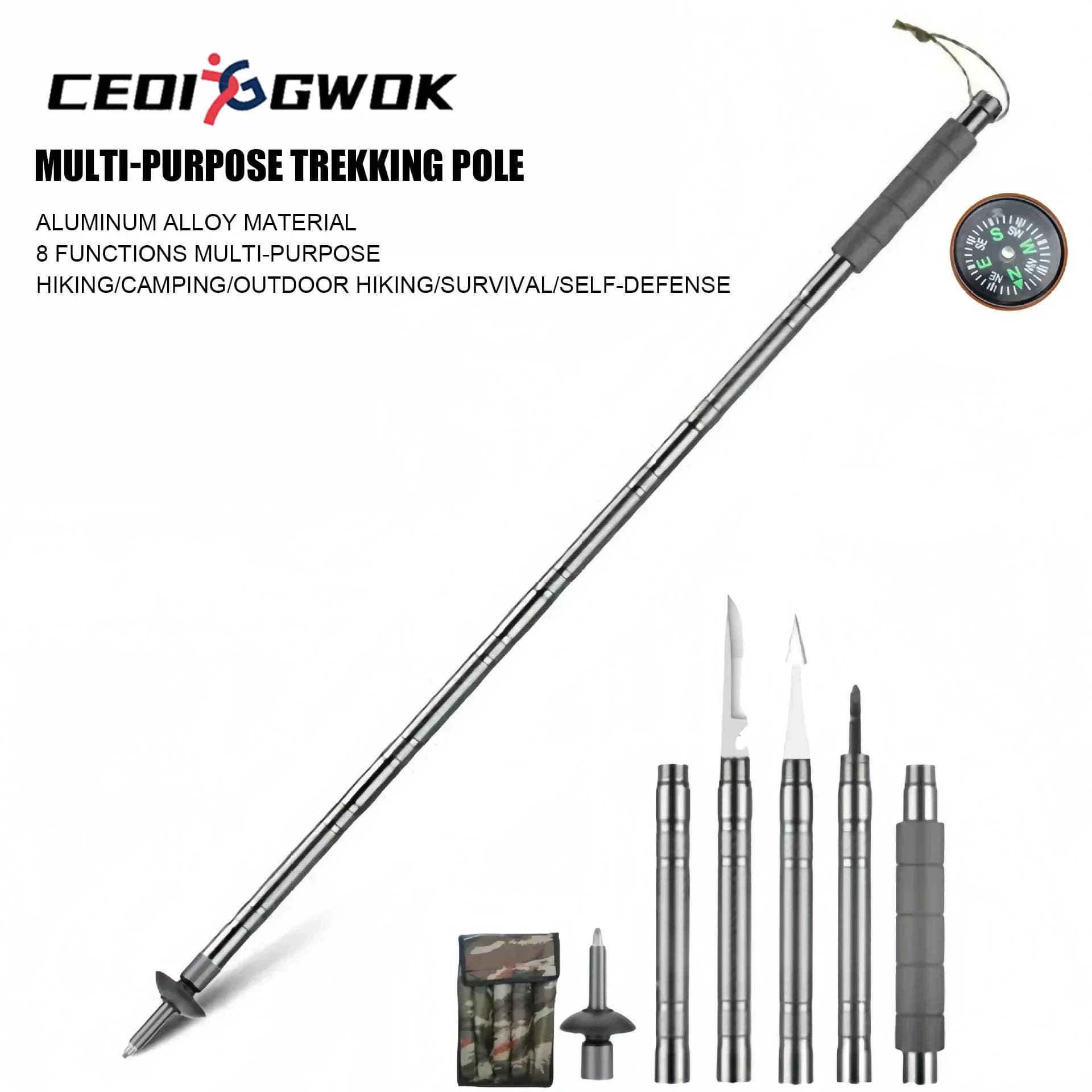 CEOI GWOK Durable Walking Sticks Lightweight and folding aluminum alloy trekking poles Open air adventures 5-7 sections trekking poles
