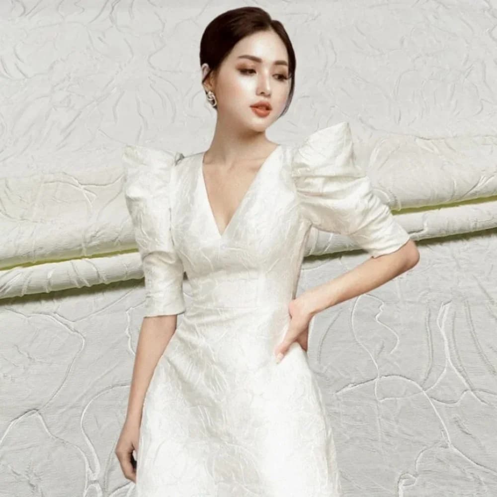 Jacquard Brocade Fabric Solid Color Concave and Convex Dark Pattern Flower Dress Cheongsam Fashion Design Wholesale Cloth