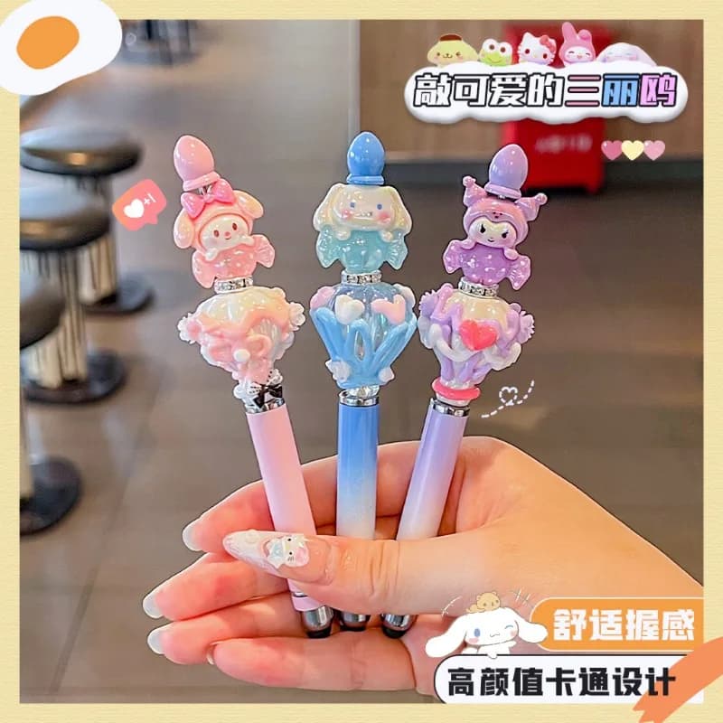 Cartoon Anime Sanrio Penna per perline Penna per touchscreen con perline disegnata a mano Accessorio per tablet mobile Forniture per l'apprendimento degli studenti Forniture per ufficio
