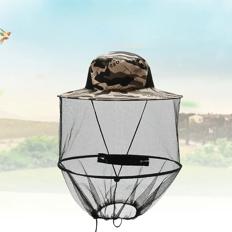 1PC Hidden Mesh Net Anti Mosquito Fishing Cap, Foldable Sunscreen Hat with Insect Bee Protection for Outdoor Camping Hiking