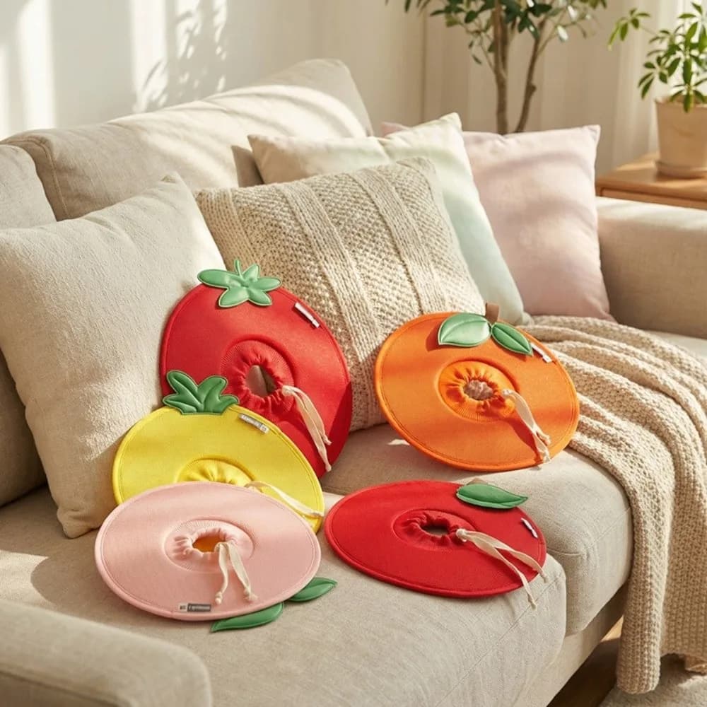 Collare Elisabettiano Morbido a Forma di Frutta per Gatti, Anti-leccamento e Anti-morso, Cono Protettivo Creativo e Carino per Cani