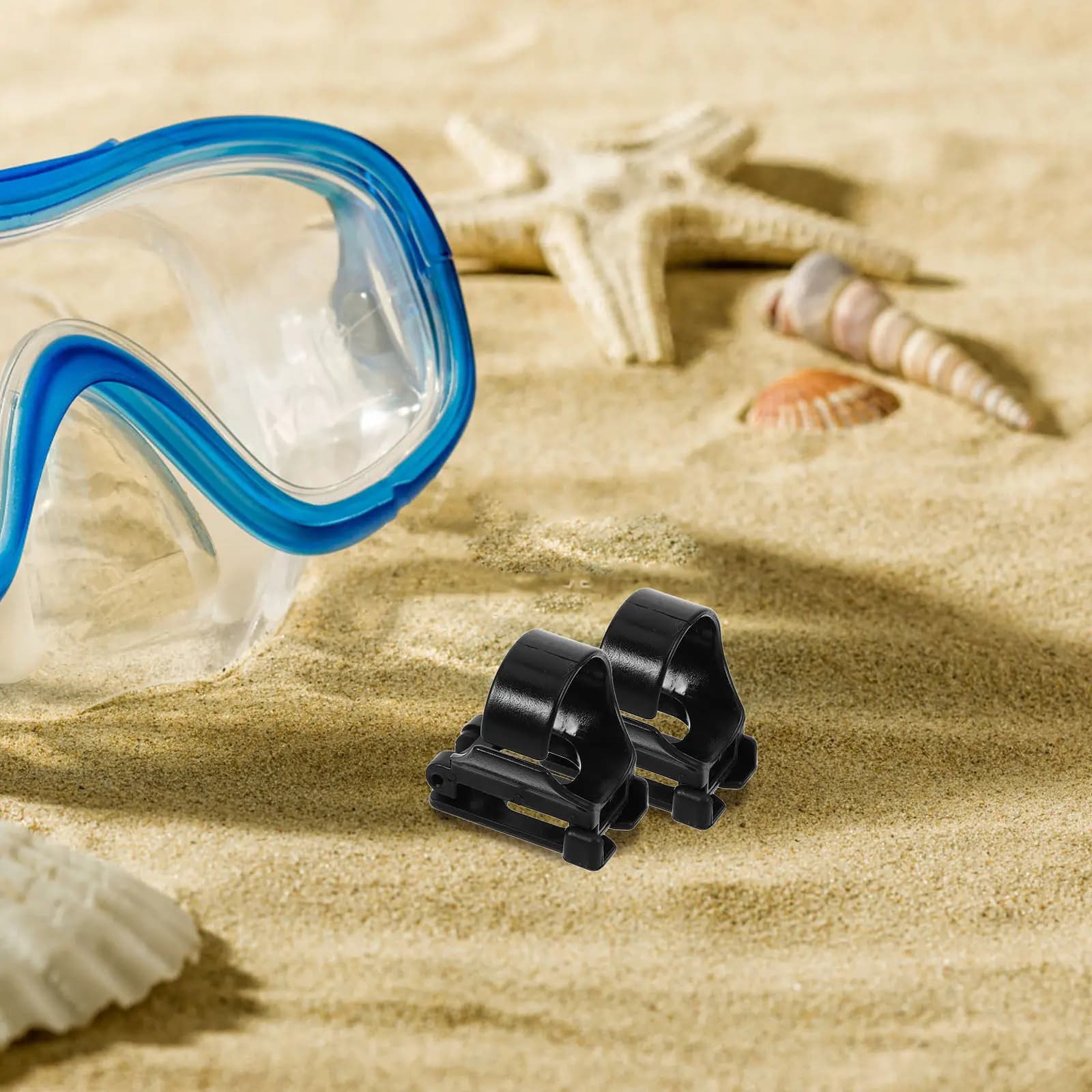 Clip per snorkel in plastica nera da 4 pezzi, supporto universale per snorkel, per attrezzatura da snorkeling e immersione, per respirazione a secco, leggero