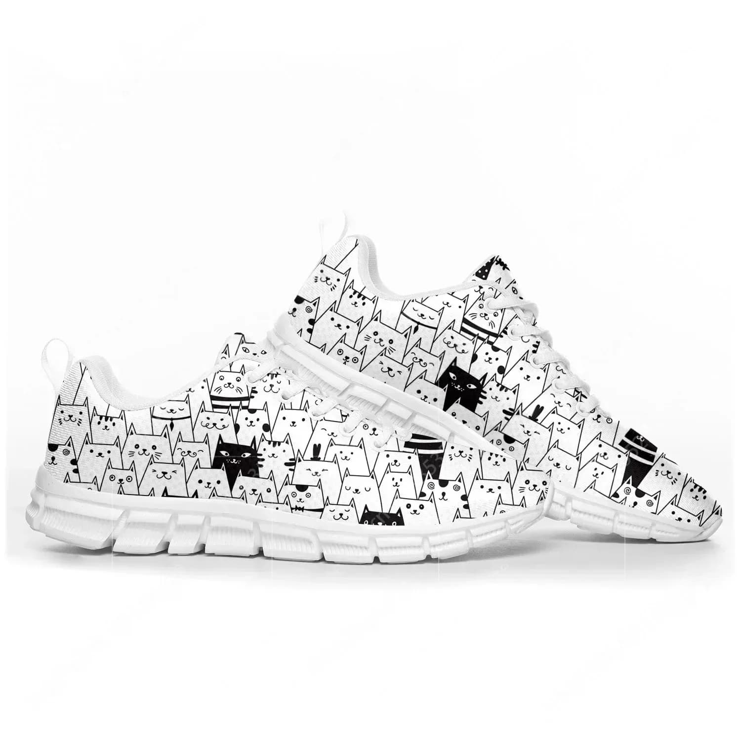 Cute Fat Cat Pet Cat Pop Sports Shoes Mens Womens Sneakers Casual Custom High Quality Couple Shoes White