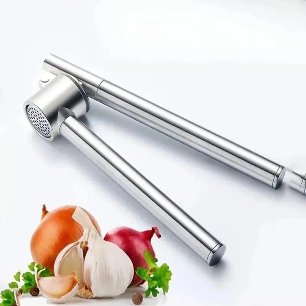 Tritatutto per Aglio in Acciaio Inox, Set con Spazzola per Pulizia, Pressa Manuale per Aglio e Zenzero, Utensile da Cucina