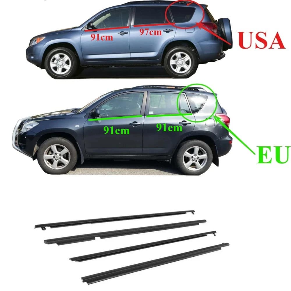 4 Pcs USA or EU Windows Rubber Outside for Toyota RAV4 2009-2012 75720-0R020 Glass Protector Weather Strip for RAV-4 Glass XA30