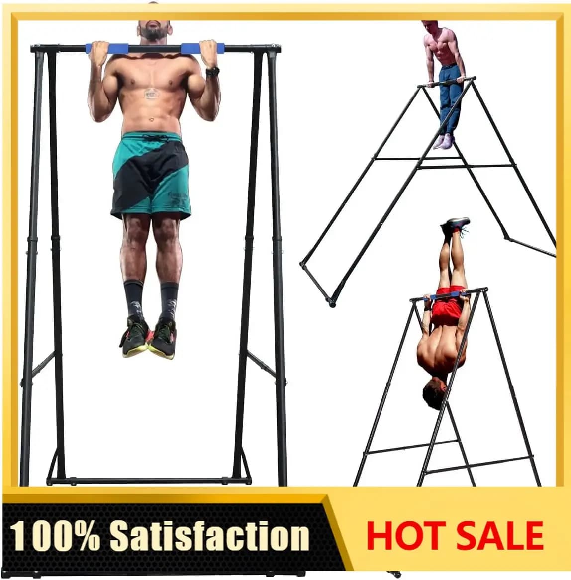 KT TOES DON'T TOUCH GROUND Foldable Free Standing Pull Up Bar Stand Sturdy Power Tower Workout Station For Home Gym Strength Tra