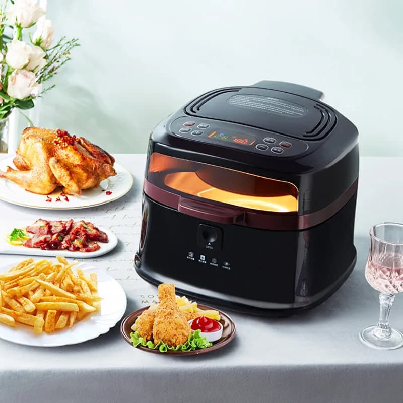 8L Electric Air Fryer for Domestic Use, No Smoking Intelligent Fryer for Chicken